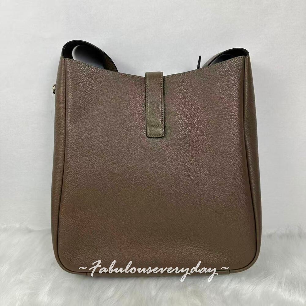 Coach Hadley Large Shoulder Bag In Leather/Gold/Dark stone CCD65 NWT - Picture 3 of 8
